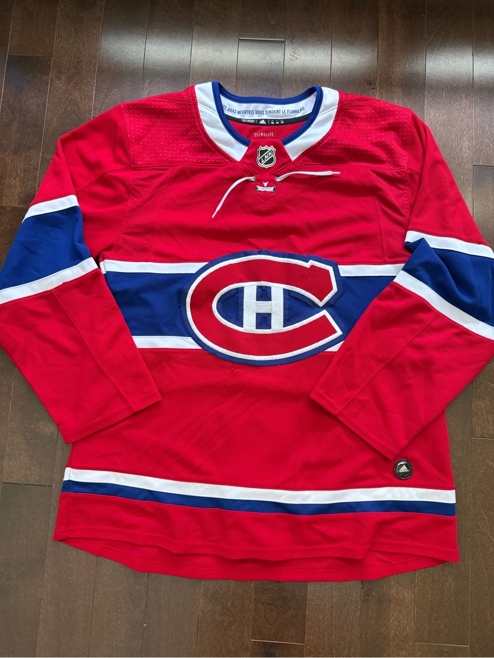 Adidas Montreal Canadiens Authentic NHL Home Hockey Jersey Size 50 Fight Strap